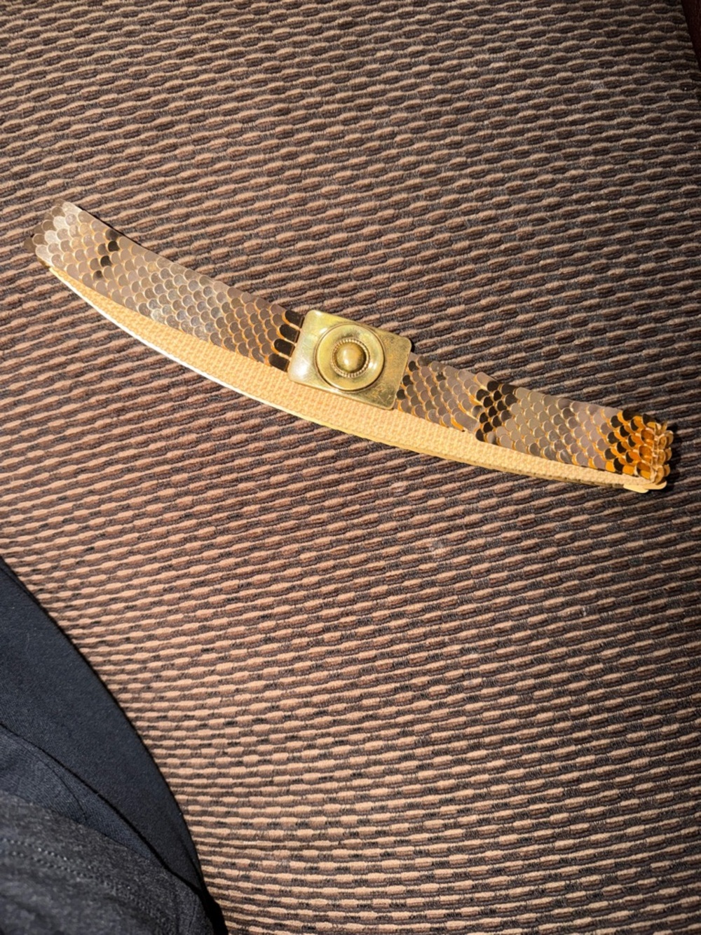 Vintage Woman's Gold Fish Scale Mermaid Elastic Stretch 1" Wide belt